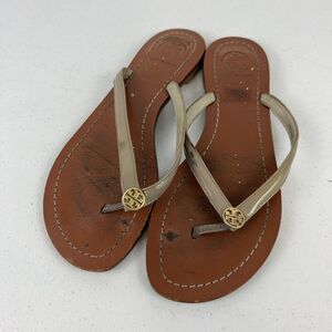 Tory Burch Women's Patent Leather Thong Flip Flops Size 6M